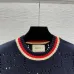 Gucci Women's Luxurious Sapphire Blue Knit Sweater  Featuring Signature Web Stripe Trims and Subtle Monogram Open Knit Detail. #B56291