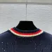 Gucci Women's Luxurious Sapphire Blue Knit Sweater  Featuring Signature Web Stripe Trims and Subtle Monogram Open Knit Detail. #B56291