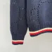 Gucci Women's Luxurious Sapphire Blue Knit Sweater  Featuring Signature Web Stripe Trims and Subtle Monogram Open Knit Detail. #B56291