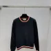Gucci Women's Luxurious Sapphire Blue Knit Sweater  Featuring Signature Web Stripe Trims and Subtle Monogram Open Knit Detail. #B56291