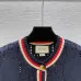 Gucci Women's Luxurious Sapphire Blue Knit Sweater  Featuring Signature Web Stripe Trims and Subtle Monogram Open Knit Detail. #B56292