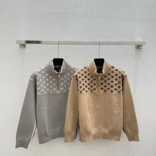 LV Women's Knitted Sweaters:  Iconic Monogram Pattern with Half   Zip Mock Neck for Luxury Fashion Enthusiasts #B56256