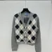 Prada Women's Argyle Cropped Cardigan with V-Neck and Button Front #B54520