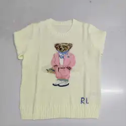 Ralph Lauren Polo Little Pony~ Autumn Winter New R Embroidered Baseball Jacket Cartoon Bear Sweater Loose Lazy Style Versatile Knitwear #B58631