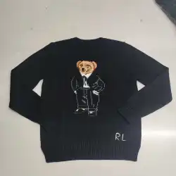 Ralph Lauren Polo Little Pony~ Autumn Winter New R Embroidered Baseball Jacket Cartoon Bear Sweater Loose Lazy Style Versatile Knitwear #B58637