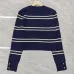 Saint Laurent Women's Wool Striped Knit Sweater with YSL Cassandre Logo #B54530