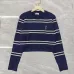 Saint Laurent Women's Wool Striped Knit Sweater with YSL Cassandre Logo #B54530