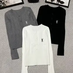 Special offer  YSL Women's Wool Cardigans: Elegant Cable  Knit Styles with Signature Logo for Online Fashion Seekers #B54820