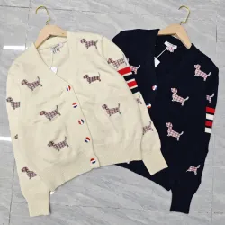 Thom Browne Women's Cardigans Adorable Dachshund - Embroidered Styles with Signature Stripes for Fashion Lovers #B54824