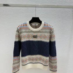 Valentino Women's Knitted Sweater Fair Isle Pattern with Signature VLogo and Cable  Knit Detail for Luxury Seekers #B56257 Valentino Women's Knitted Sweater Fair Isle Pattern with Signature VLogo and Cable  Knit Detail for Luxury Seekers #B56257