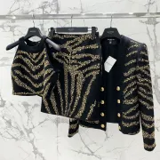 Balmain jacket skirt Vest three piece set Black #9999928282
