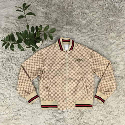 Gucci Designer Women Chic Monogram Print Cropped Baseball Jacket #B62494