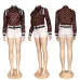 LV Chic Monogram Print Cropped Baseball Jacket #B62491