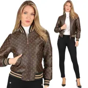 LV Designer Chic Monogram Print Cropped Baseball Jacket #B62493