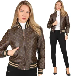 LV Designer Chic Monogram Print Cropped Baseball Jacket #B62493