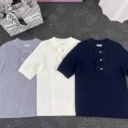 Chanel Monogram Knit Short Sleeve Crew Neck Blouse #B63651