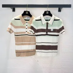 Chanel Monogram Knit Short Sleeve Crew Neck Blouse #B63652