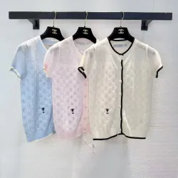 Dior Monogram Knit Short Sleeve Crew Neck Blouse #B63657