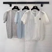 LOEWE Monogram Knit Short Sleeve Crew Neck Blouse #B63656