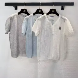 LOEWE Monogram Knit Short Sleeve Crew Neck Blouse #B63656