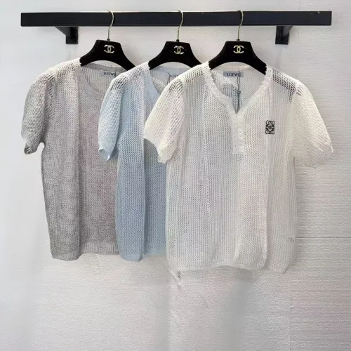 LOEWE Monogram Knit Short Sleeve Crew Neck Blouse #B63656