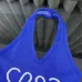 LOEWE Vibrant Blue Knit Halter Top with Iconic White Quatrefoil Motif and Striped Hem for Effortless Chic Style one size #B54178