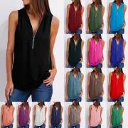 Solid color zipper half-open collar 2021 hot sale women's T-shirt Sleeveless (17 colors) S-5XL-$9.9 #99907115