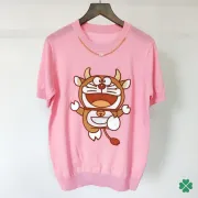Women doraemon T-shirt Ice silk cotton Length 58cm Bust 88cm Shoulder 36cm Sleeve 21cm White/black/Pink #99905308