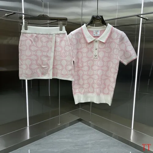 Casablanca Style Knit Polo Top & Skirt Set, S-XL #B63510