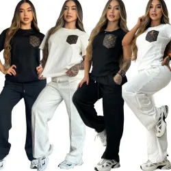 Luxury Brand L Inspired Monogram Tracksuit Set - Women's Comfortable & Stylish Sportswear Ensemble with Iconic LV Pocket #B54106