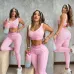 Sale ALO Yoga Inspired Contour Trim Tank Top & High-Waisted Leggings Set - Women's Sculpting Activewear Ensemble for Fitness   Style  #B54109