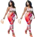 Vibrant Gucci Inspired Abstract Print Sports Bra & Leggings Set - Women's High-Fashion Activewear Ensemble for Bold Style #B54108