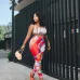 Vibrant Gucci Inspired Abstract Print Sports Bra & Leggings Set - Women's High-Fashion Activewear Ensemble for Bold Style #B54108