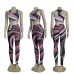 Vibrant Gucci Inspired Abstract Print Sports Bra & Leggings Set - Women's High-Fashion Activewear Ensemble for Bold Style #B54108